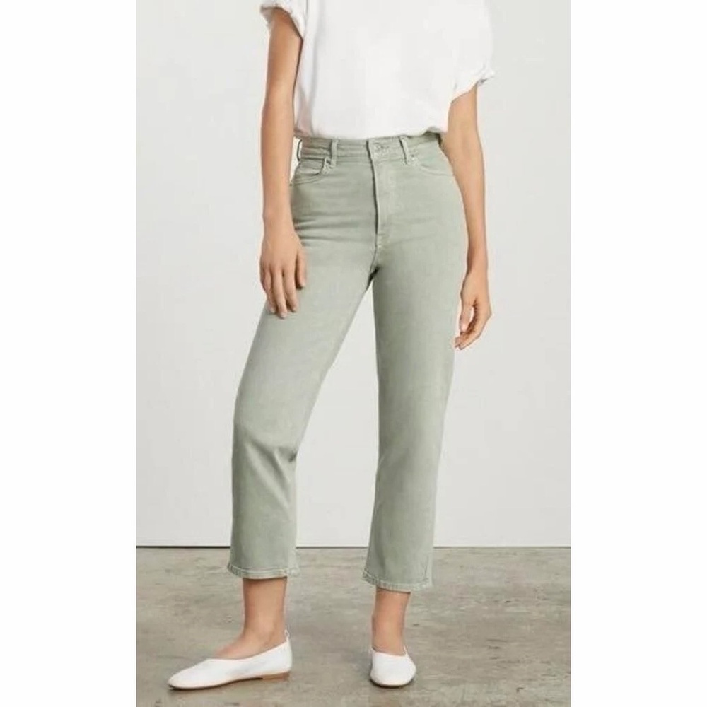 Everlane Way High Organic Cotton Jeans Aqua Grey Green Size 27 Tall